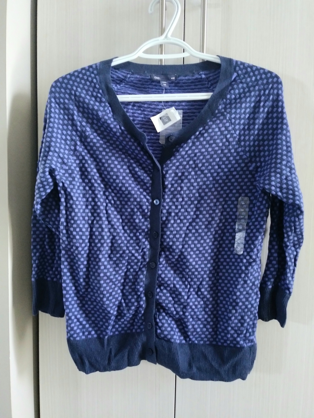GAP Navy/Purple Dot-Pattern Button-Up Cardigan